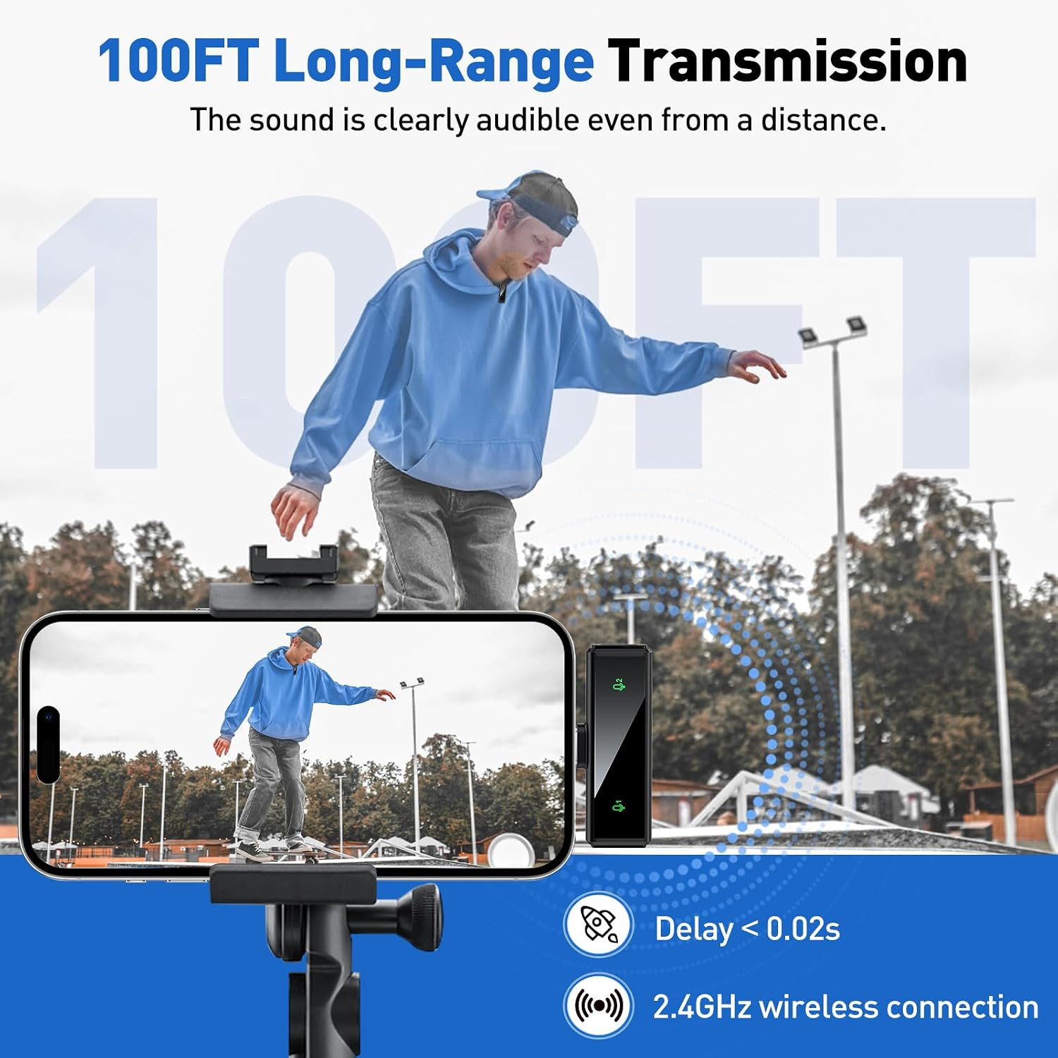 USB-C Wireless Lavalier Microphone for Iphone 15/16/17, Android & PC