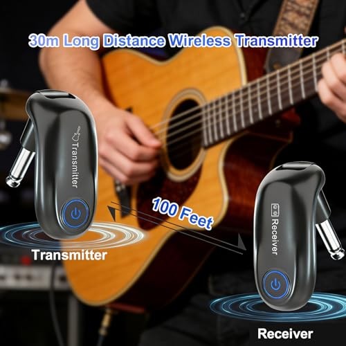 Wireless Guitar System Transmitter Receiver 100ft Range