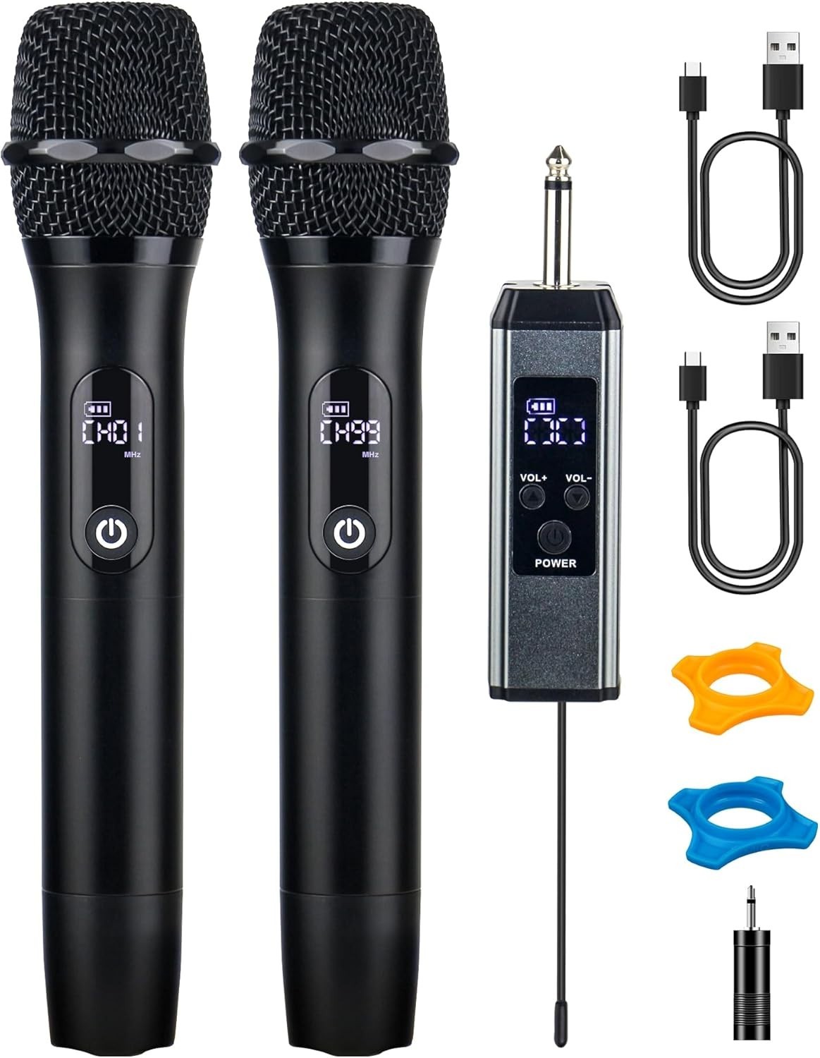 2PCS Wireless Professional Microphone Handheld Mic System Karaoke w/Receiver
