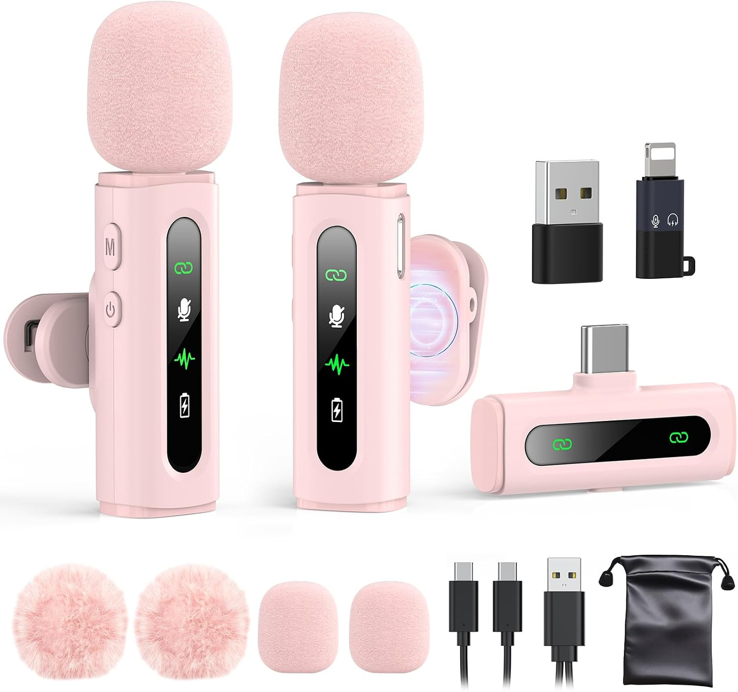 USB C Lavalier Microphone Wireless Mini Mic for Type-C Android Phone/Tablet/Pc
