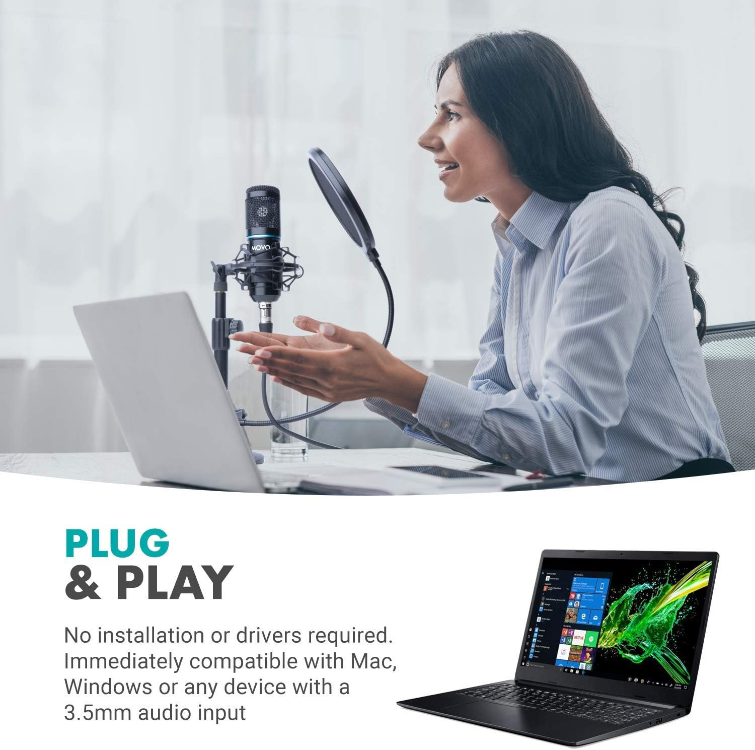Smartphone Podcast Recording Bundle Kit – 2 Pack Condenser Microphones, 2 Deskto