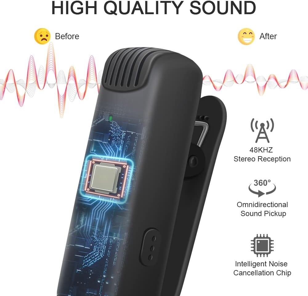 Wireless Lavalier Microphone For iPhone iPads Video Recording, Live Streaming US
