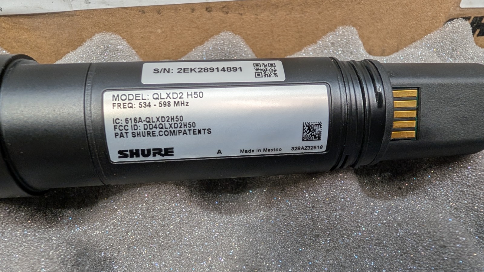 Shure QLXD2/SM58 Wireless Handheld Microphone Transmitter w/Mic Capsule H50