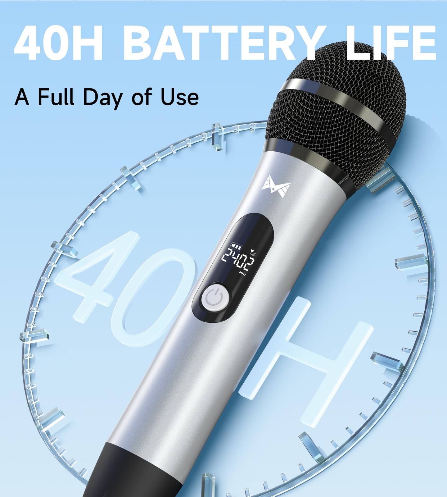 2 PCS Rechargeable Dynamic Wireless Microphones Receiver 200 FT 40 H Karaoke