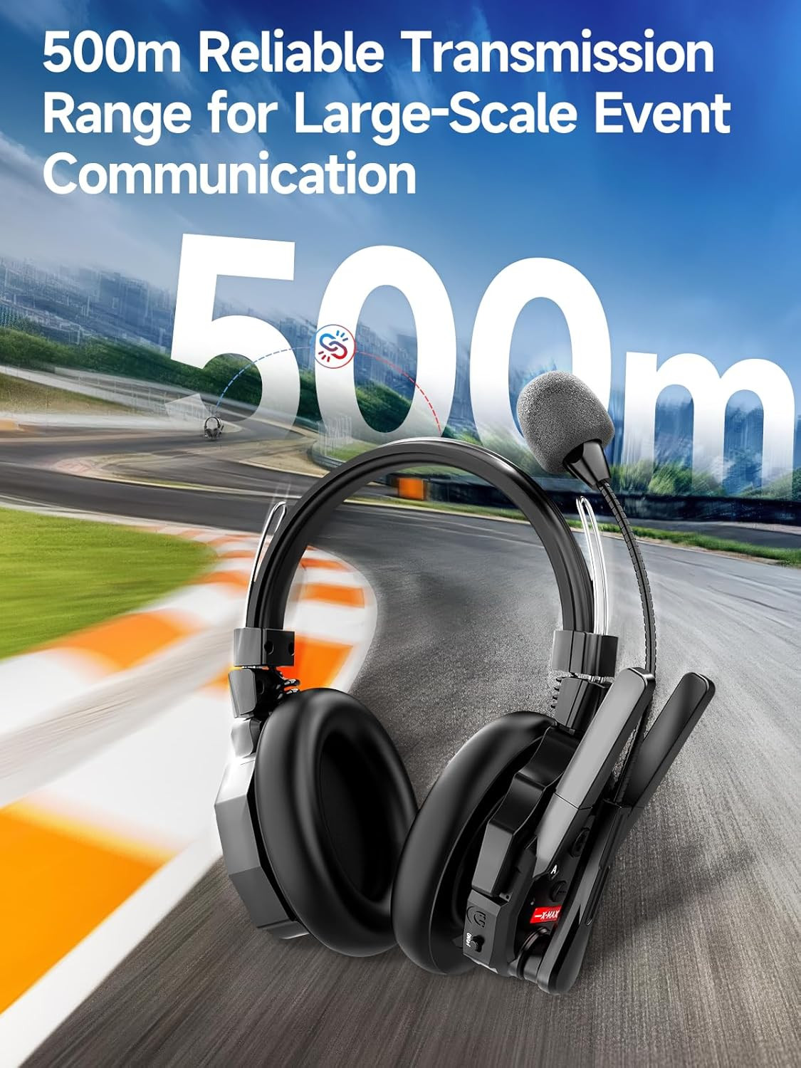 XTALK XMAX5 Wireless Intercom Headset System for 5-Person Events, 500M Range