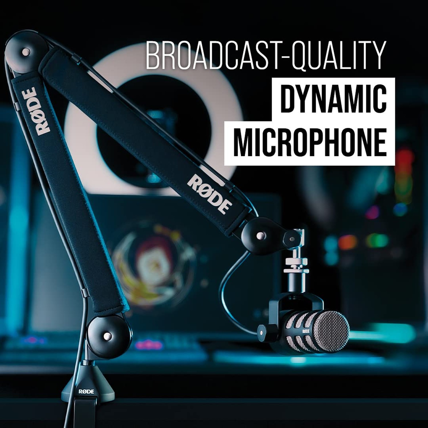 RØDE PodMic Cardioid Dynamic Broadcast Microphone with Integrated Swing Mount…