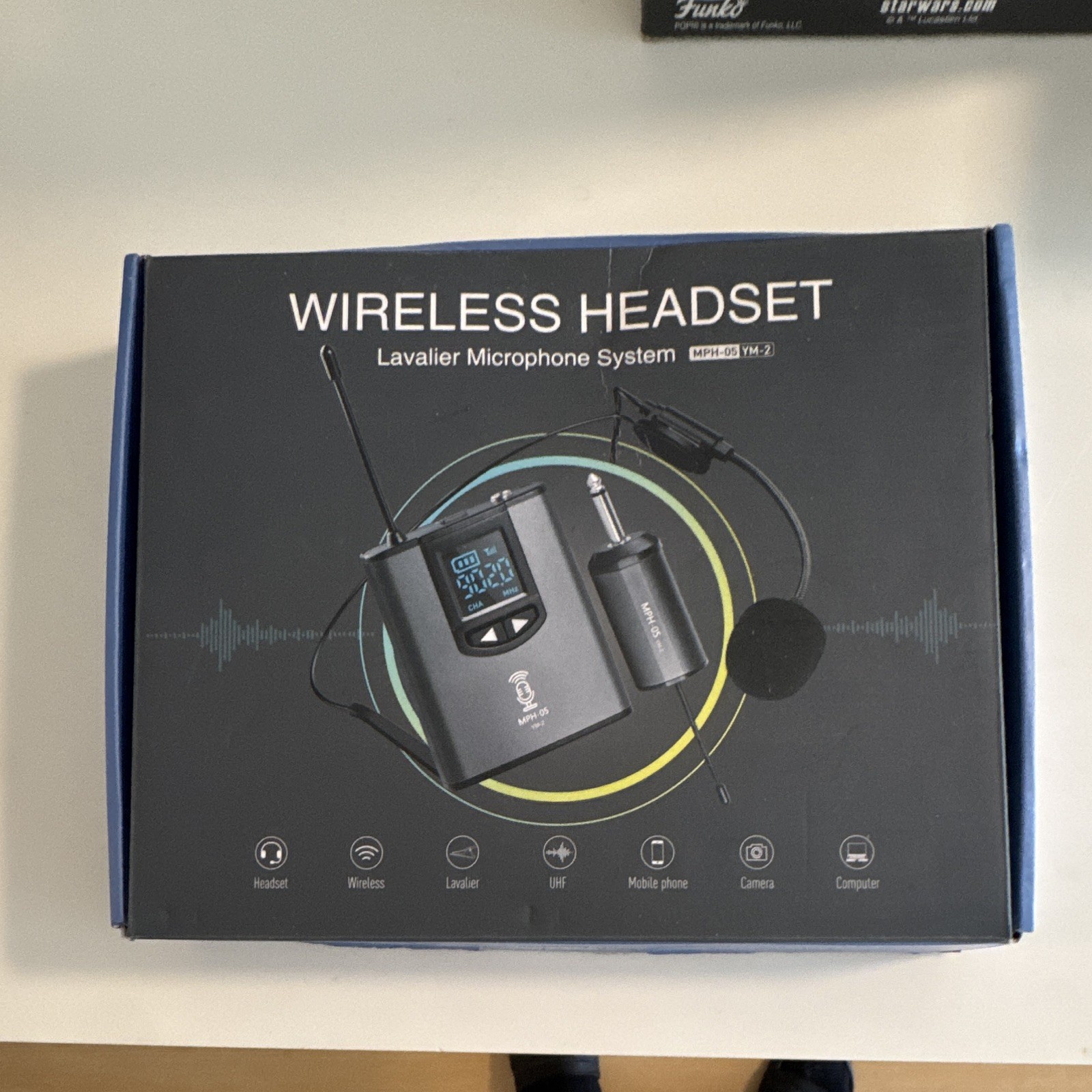 UHF Wireless Headset Lavalier Mic System Noise Cancel Rechargeable MPH-05 YM-2