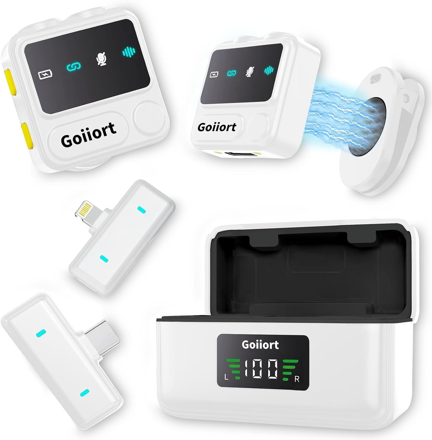 Professional Mini Wireless Lavalier Mic with Smart Noise Reduction & 100ft Range