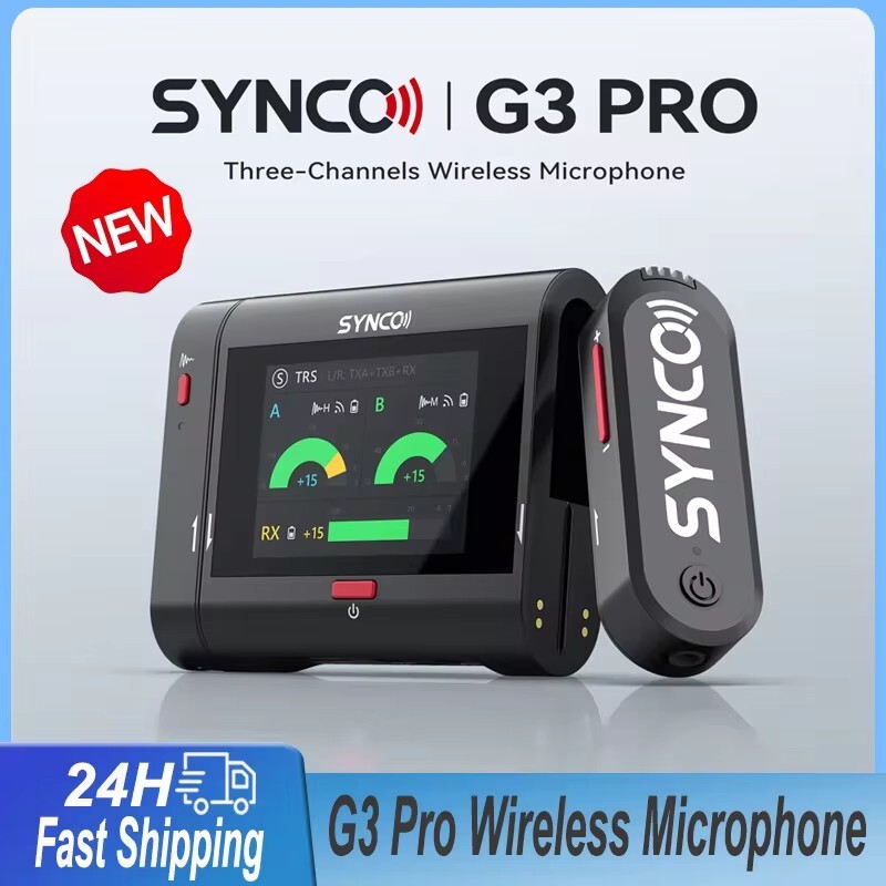 SYNCO G3 PRO Touch Screen 2.4G 3-Channel Wireless Lavalier Microphone 200m Range