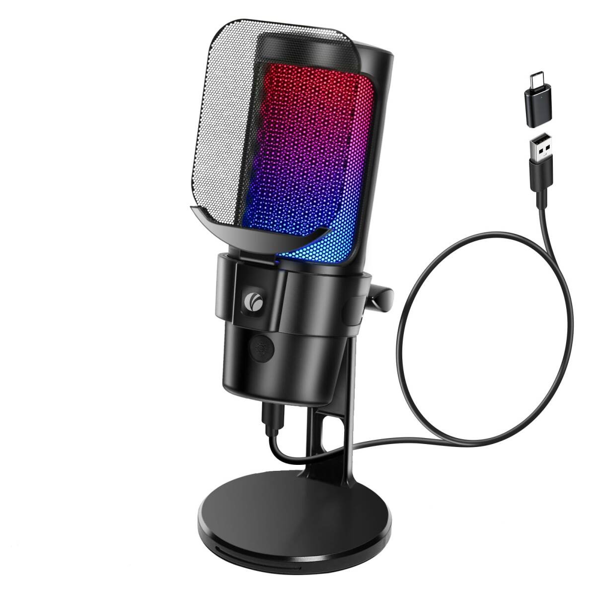 USB Condenser Microphone Gaming PC Microphone RGB Touch/Mute Streaming Podcast