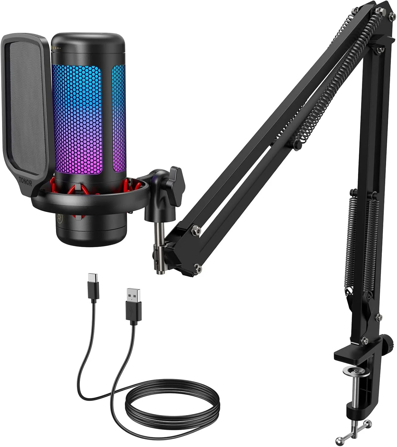 TONOR Gaming Microphone Set with Boom Arm, Vocal Condenser Microphone for Conten