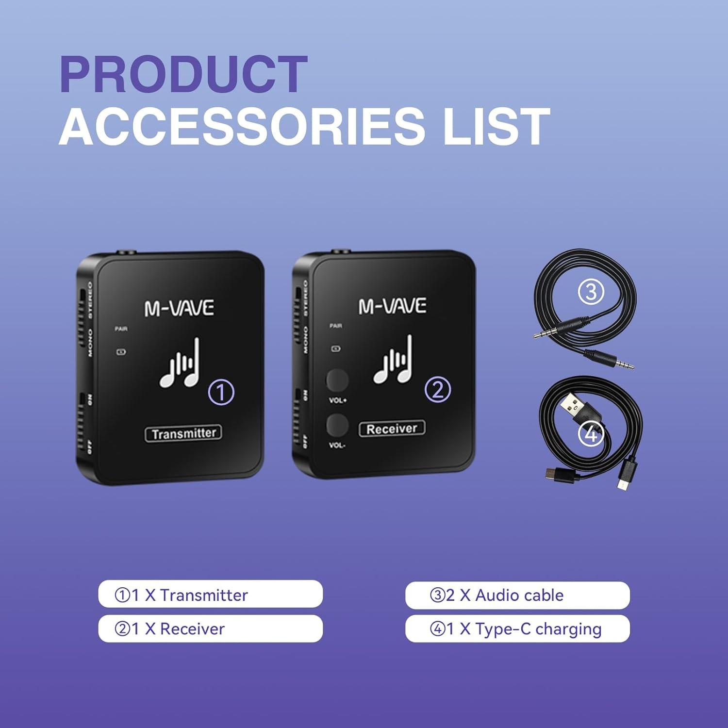 M-VAVE Wireless In Ear Monitor System 2.4G Stereo IEM Transmitter Receiver Stage