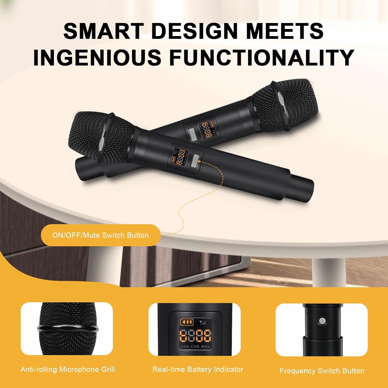 8-Channel UHF Wireless Microphone System for Karaoke, Events & Meetings