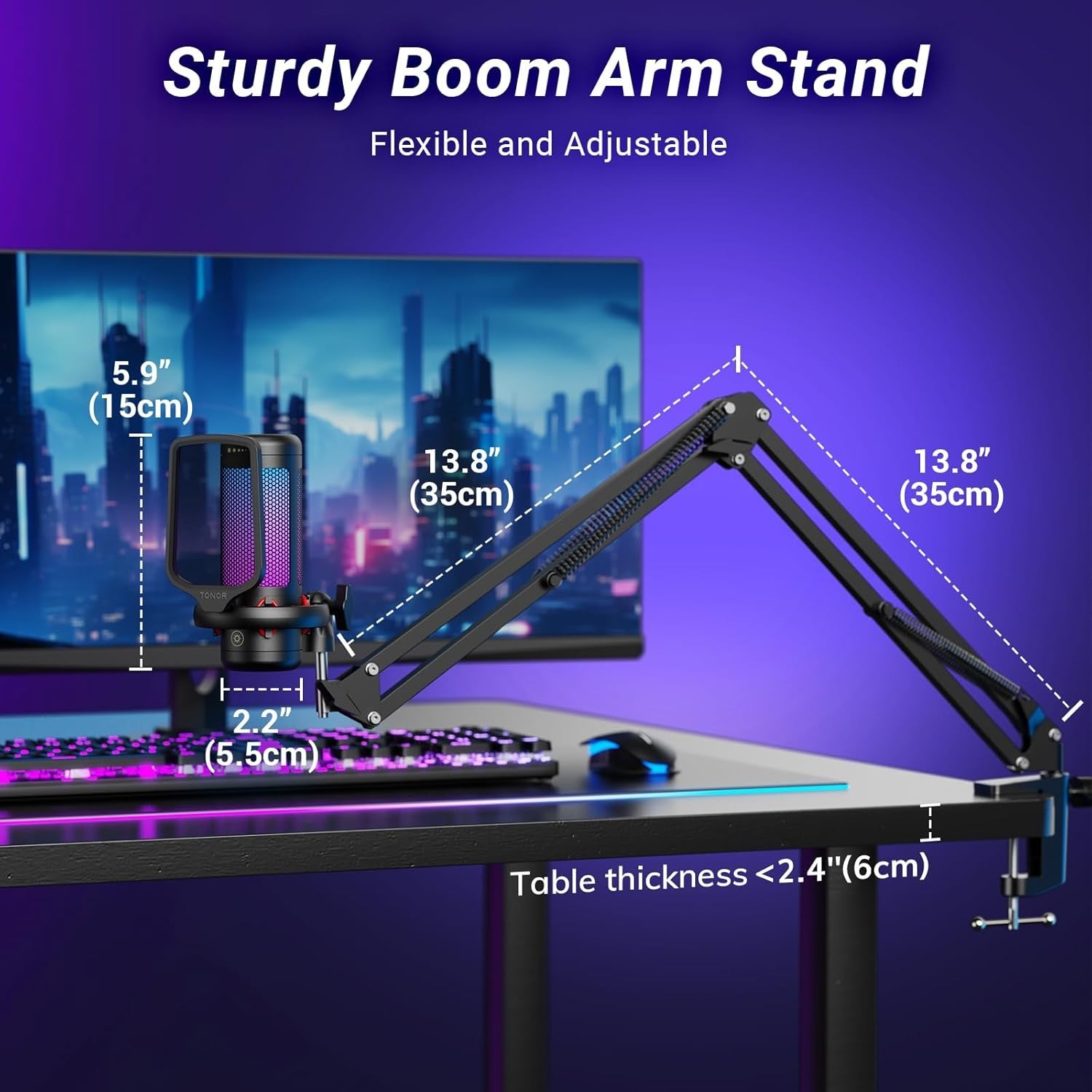Gaming Microphone Set with Boom Arm, Vocal Condenser Microphone for PC with S…