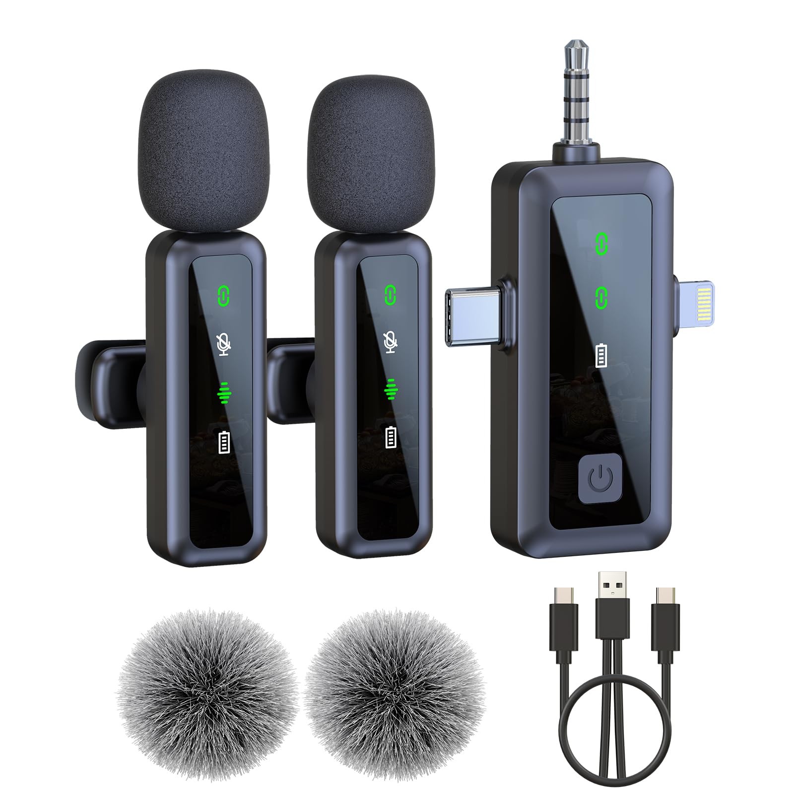 Micrófono de solapa inalámbrico con cancelación de ruido para iPhone y Android