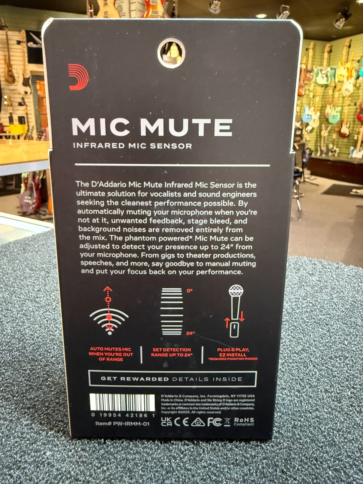 D’Addario IR Mic Mute Infared Mic Microphone Sensor with BOX In Black