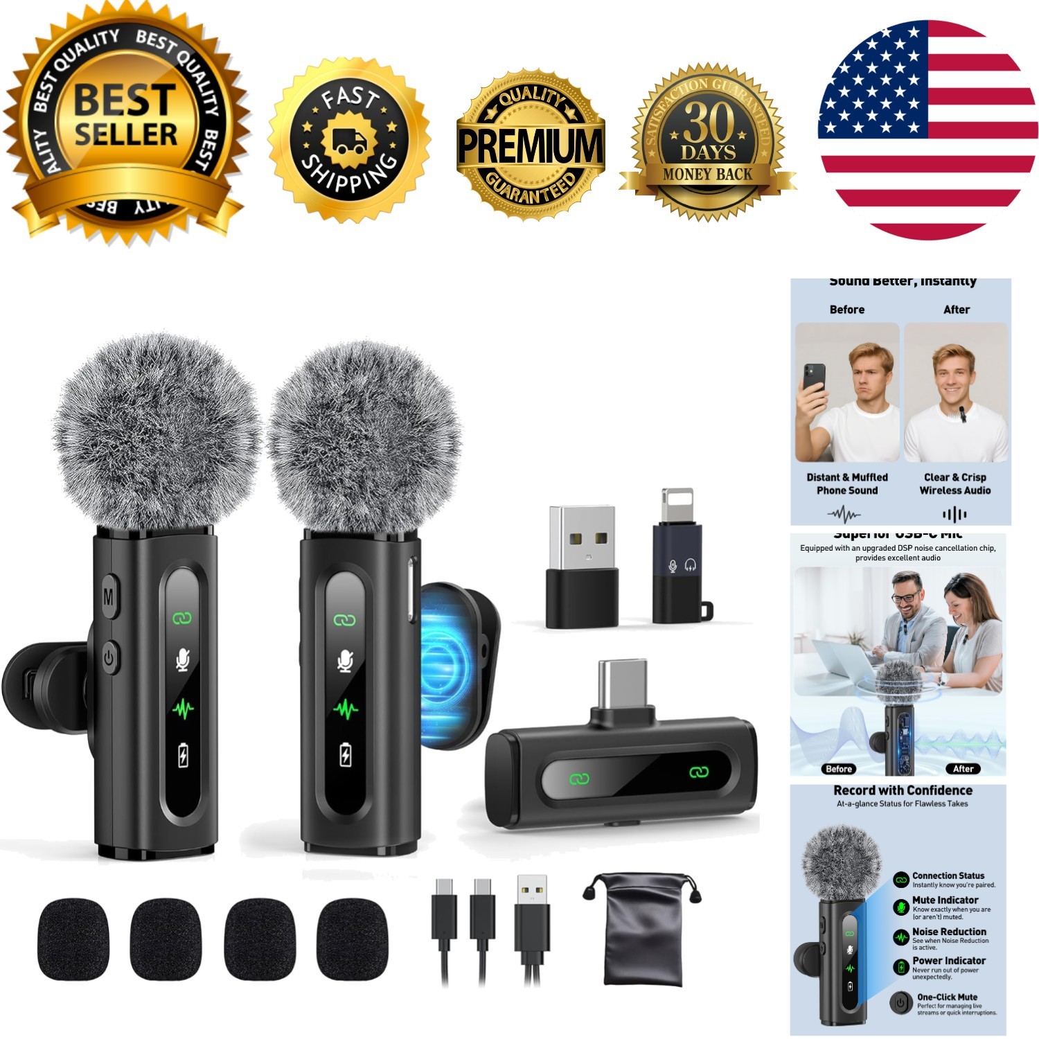 Wireless Lavalier Microphone for Smartphone & PC: Crystal-clear Audio Anytime