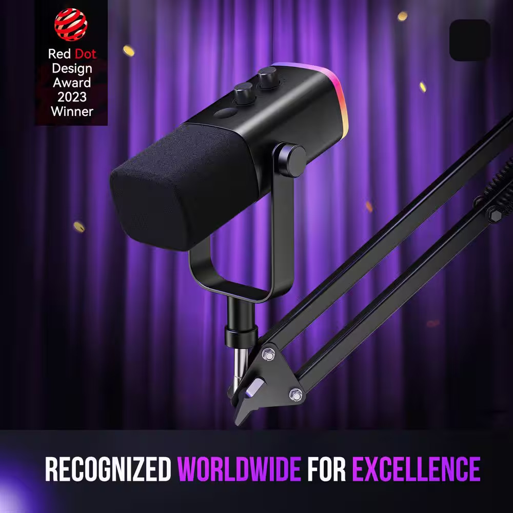 Gaming Microphone Set with Boom Arm Stand Dynamic PC Mic Kit USB XLR Streaming R