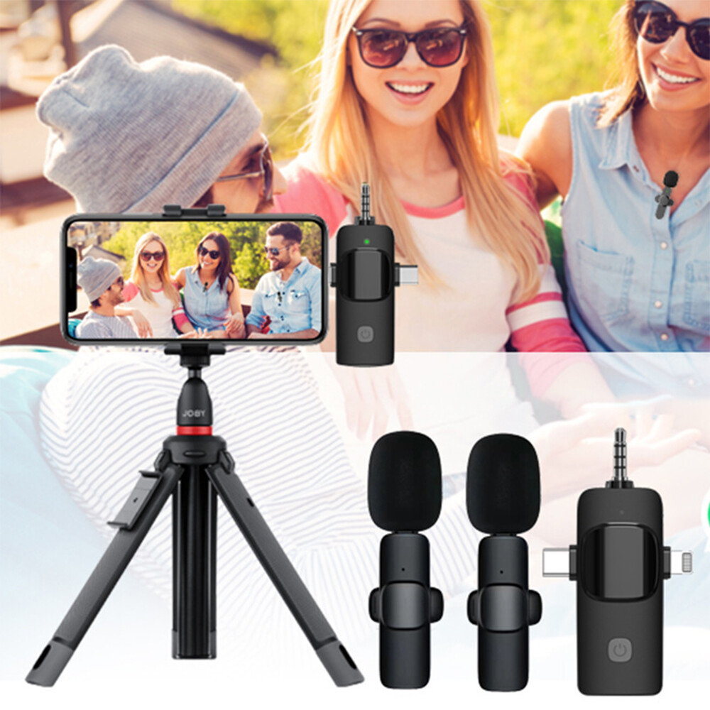 Lavalier Wireless Microphone Audio Video Recording Mini Mic For Android/iphone