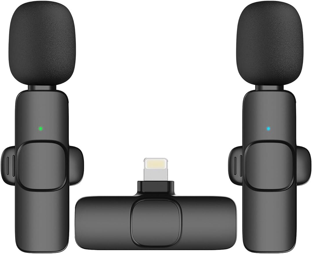Moman Wireless Lavalier Microphone Clip on for Video Recording for Lightning