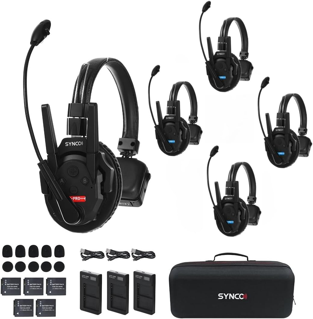 Xtalk Xpro5 Wireless Intercom Headset System for 5, 1640ft Range, Noise Reductio