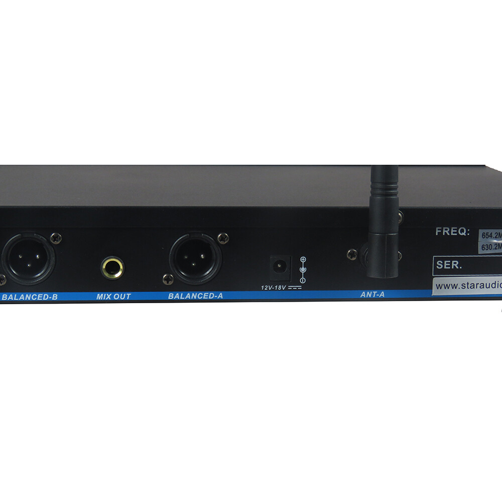 Pro 2CH UHF Wireless Microphone System Handheld Headset Lapel Audio Microphones
