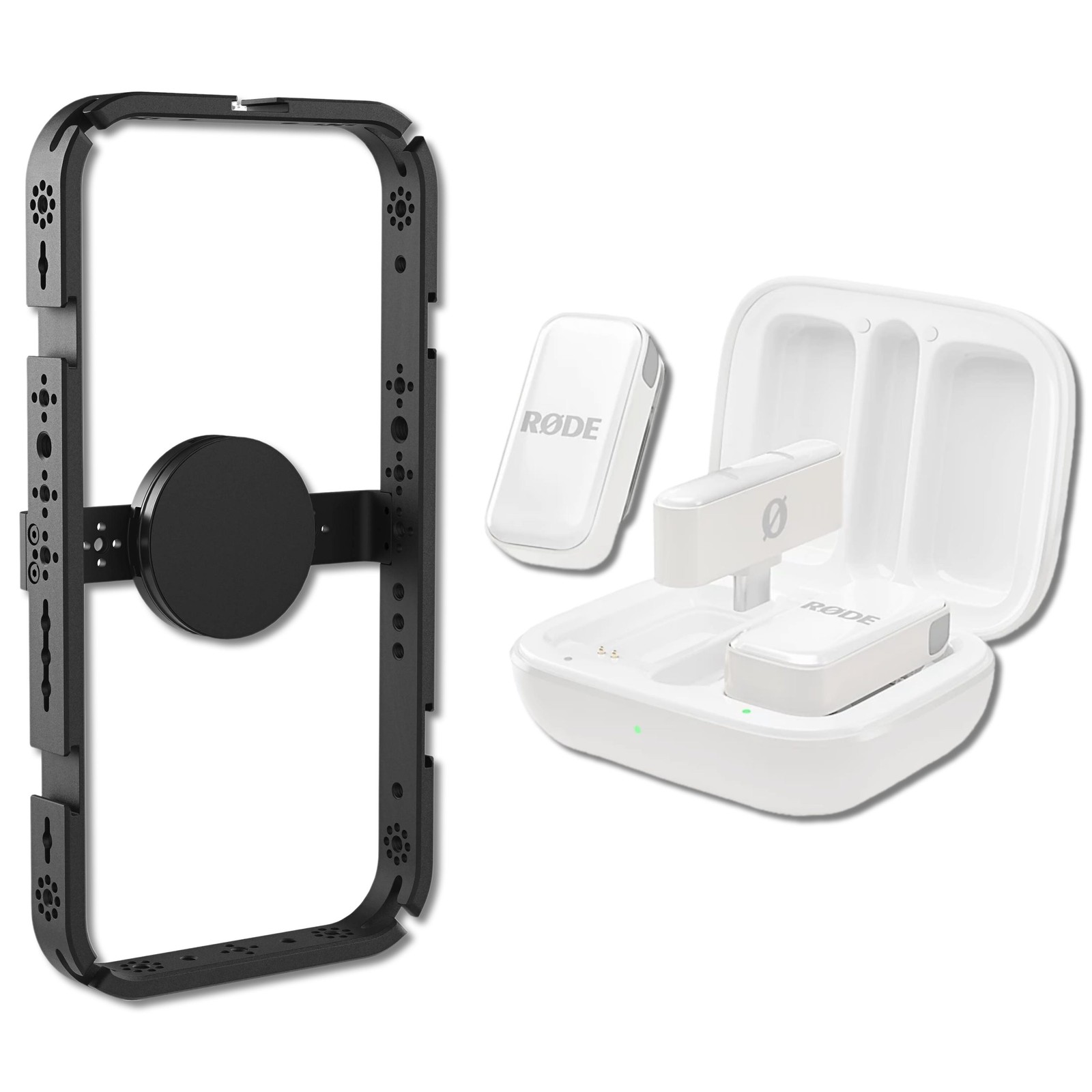 Rode Wireless Micro Microphone Kit (USB-C Connector, White) with Rode Phone Cage