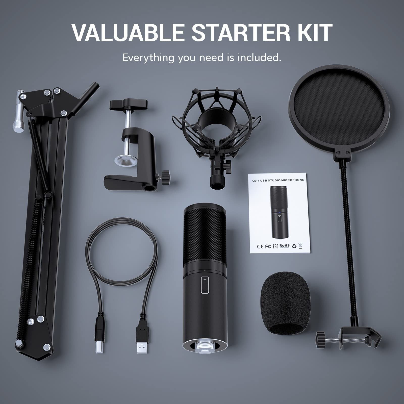 TONOR USB Podcast Microphone, Gaming PC Studio Streaming Mic Kit for PS4/5/Di…