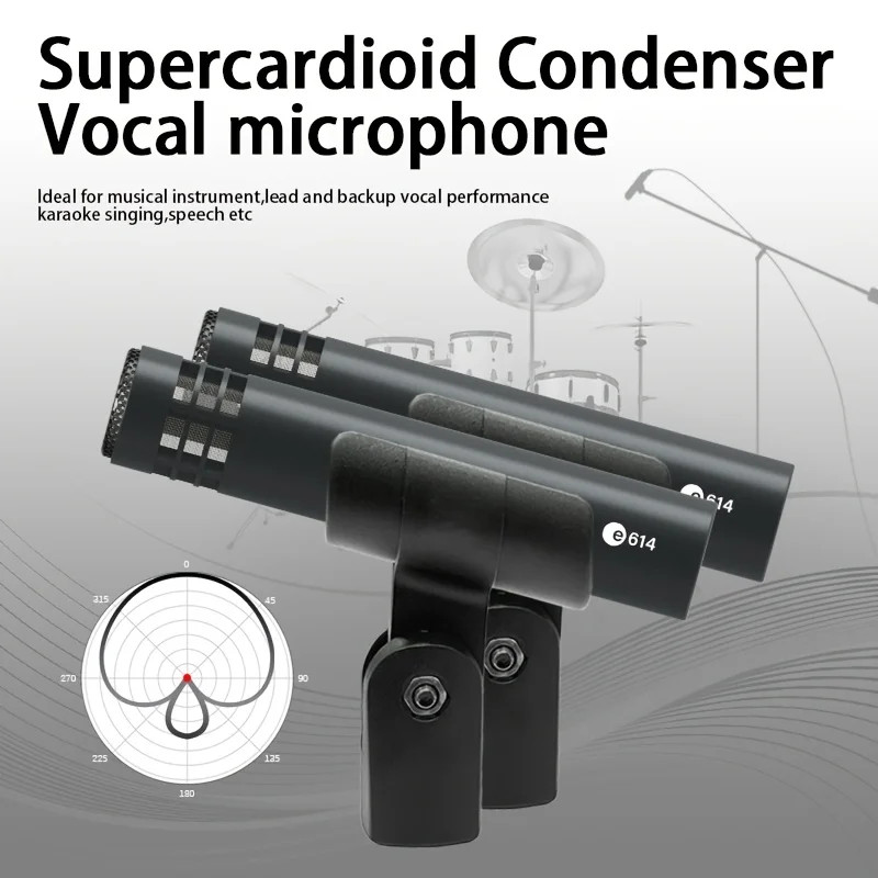 1 Pair E614 Supercardioid Condenser Microphones MultiPurpose Instrument Mic for