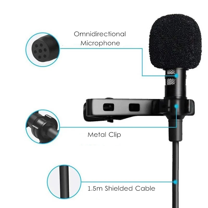 Portable Mini Lavalier Microphone Metal Clip Lapel Mic Wired 3.5Mm/Type-C/Usb fo