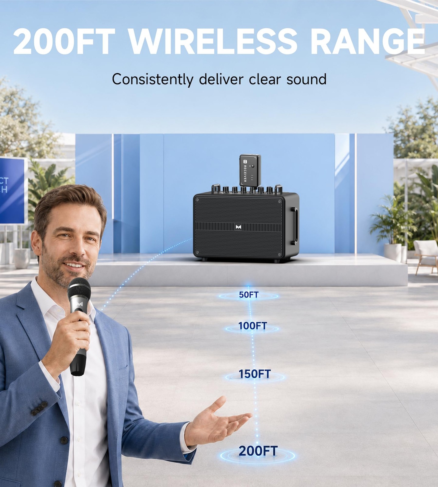 2 PCS Rechargeable Dynamic Wireless Microphones Receiver 200 FT 40 H Karaoke