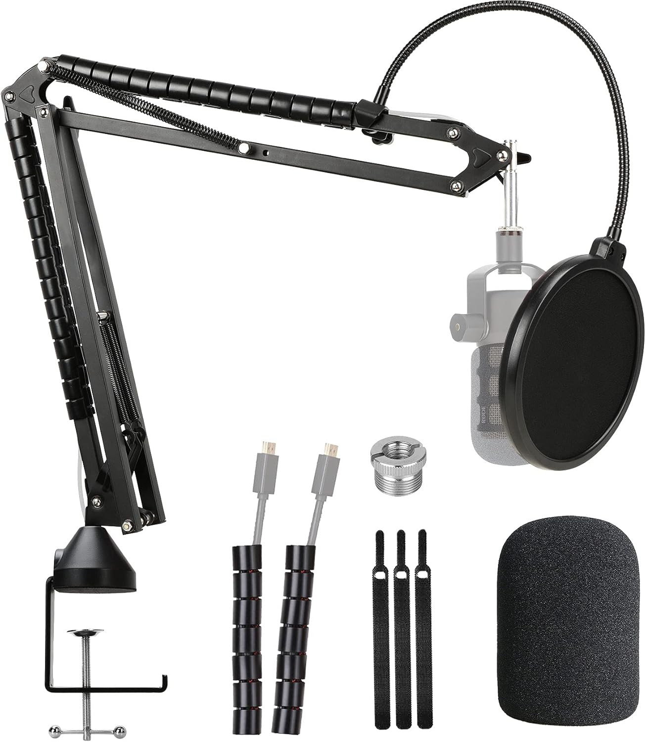 Rode Podmic Stand with Microphone Windscreen and Dual Layered Mic Pop Filter for