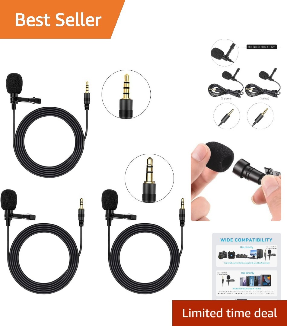 Lavalier Clip on Microphone, Portable Lav Mic for Android Smartphone Camera P…