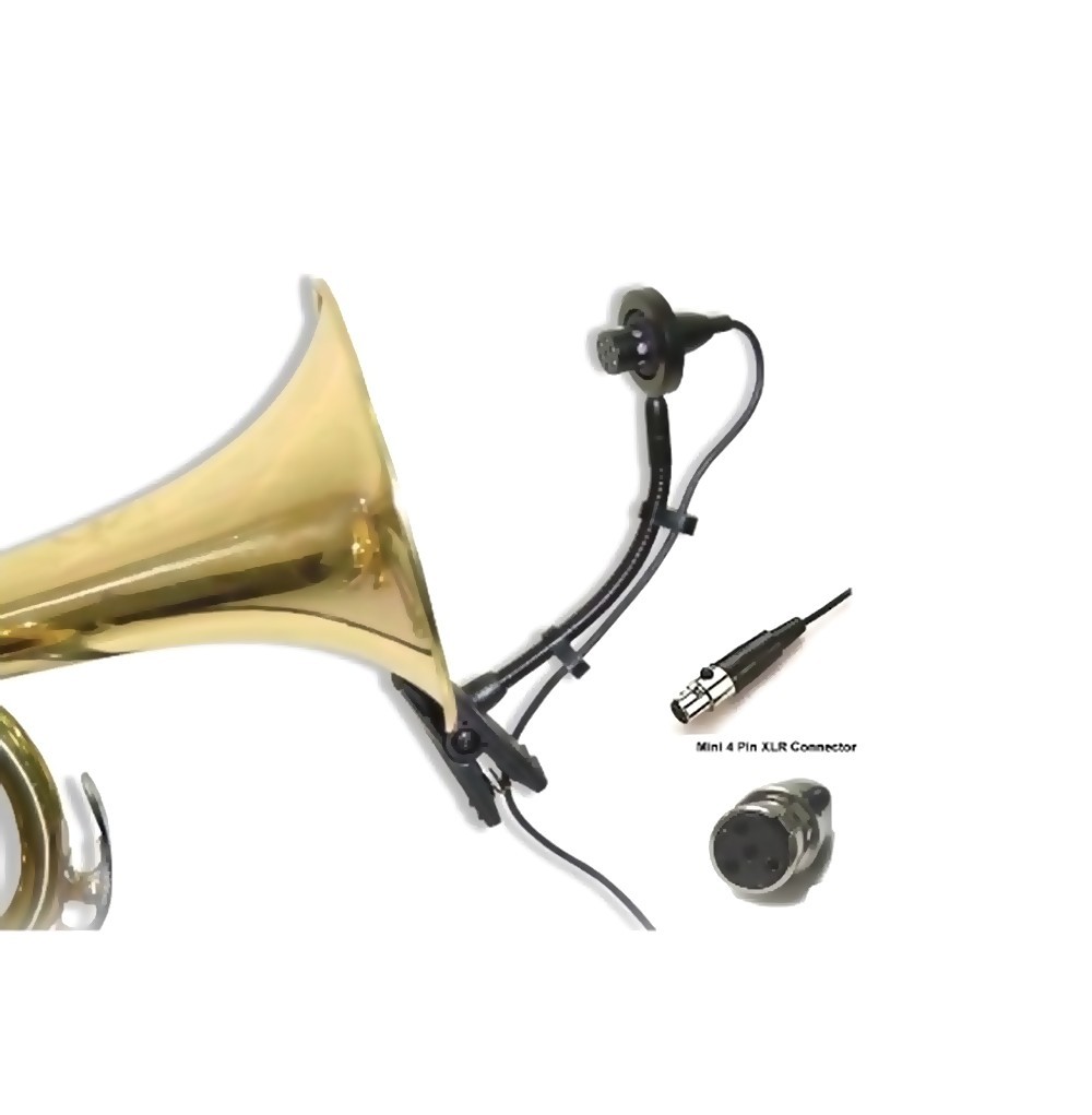 Wind Instrument Mic – Cardioid Condenser for Sax, Trumpet – for Shure mini 4 Pin