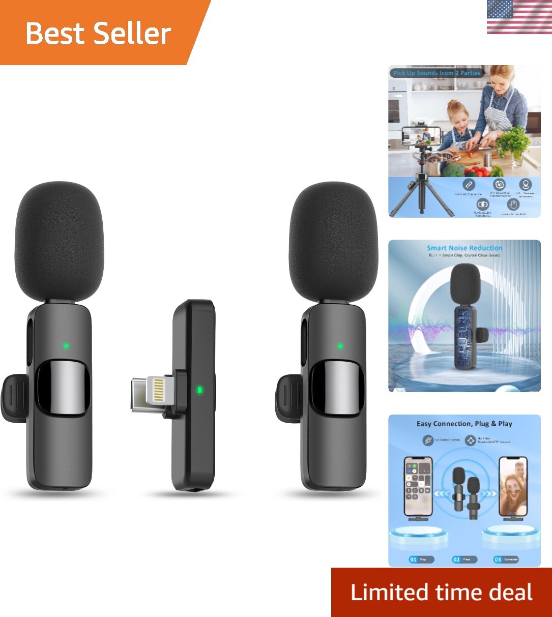 Noise-Cancelling Lavalier Mic for Smartphones – Perfect for Vlogs & Live Shows