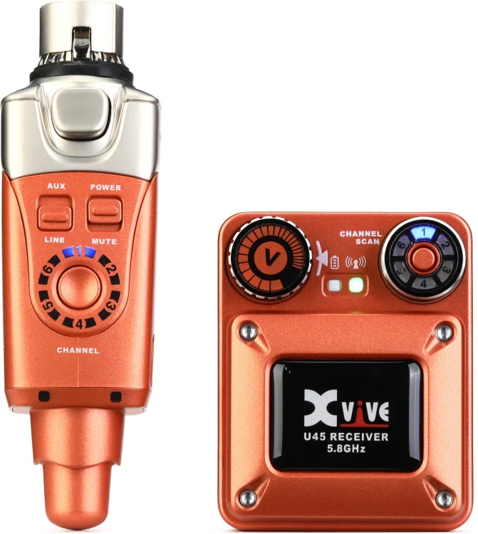 Xvive U45 Wireless In-ear Monitoring System – 5.8GHz, Orange, Sweetwater
