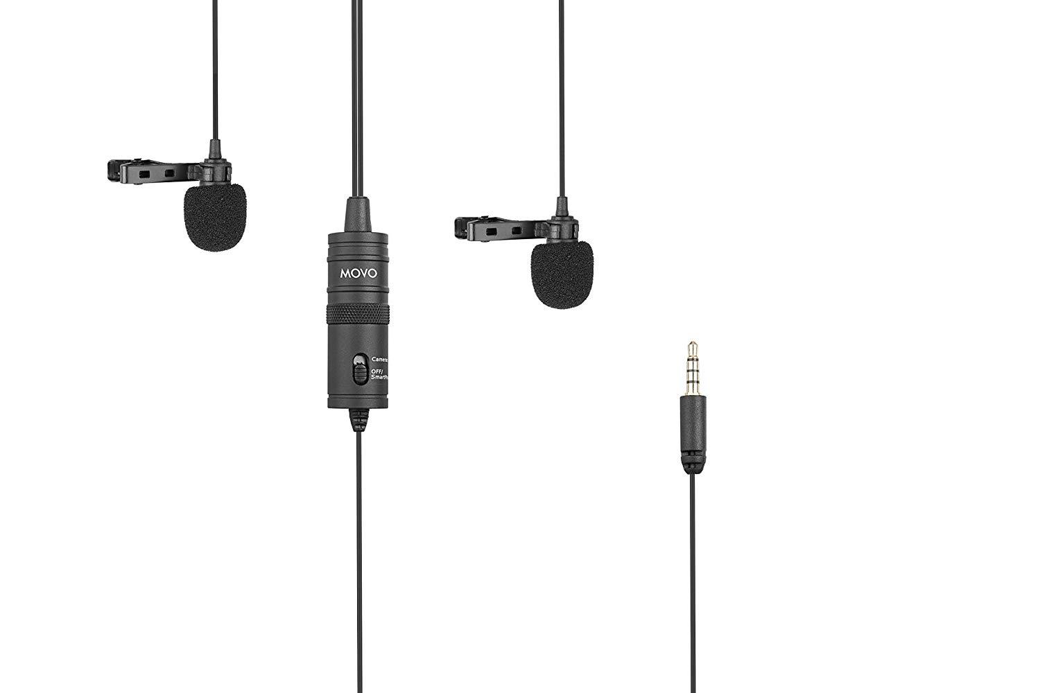 Movo LV2 Double-Lavalier Omnidirectional Interview Microphone (DSLR, Smartphone)