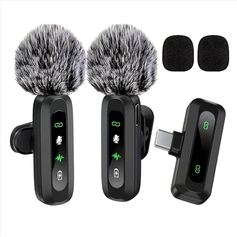 Wireless Lavalier Microphone USB Type C Noise Cancelling Lapel Mic for Streaming