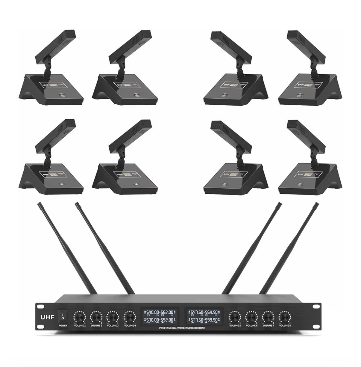 XTUGA YT8 UHF 8 Channel Desktop Gooseneck Microphone System