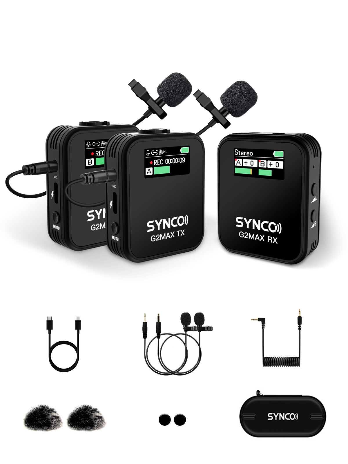 SYNCO Wireless Lavalier Microphone, G2(A2) MAX 2.4G Dual Transmitter for Vlog