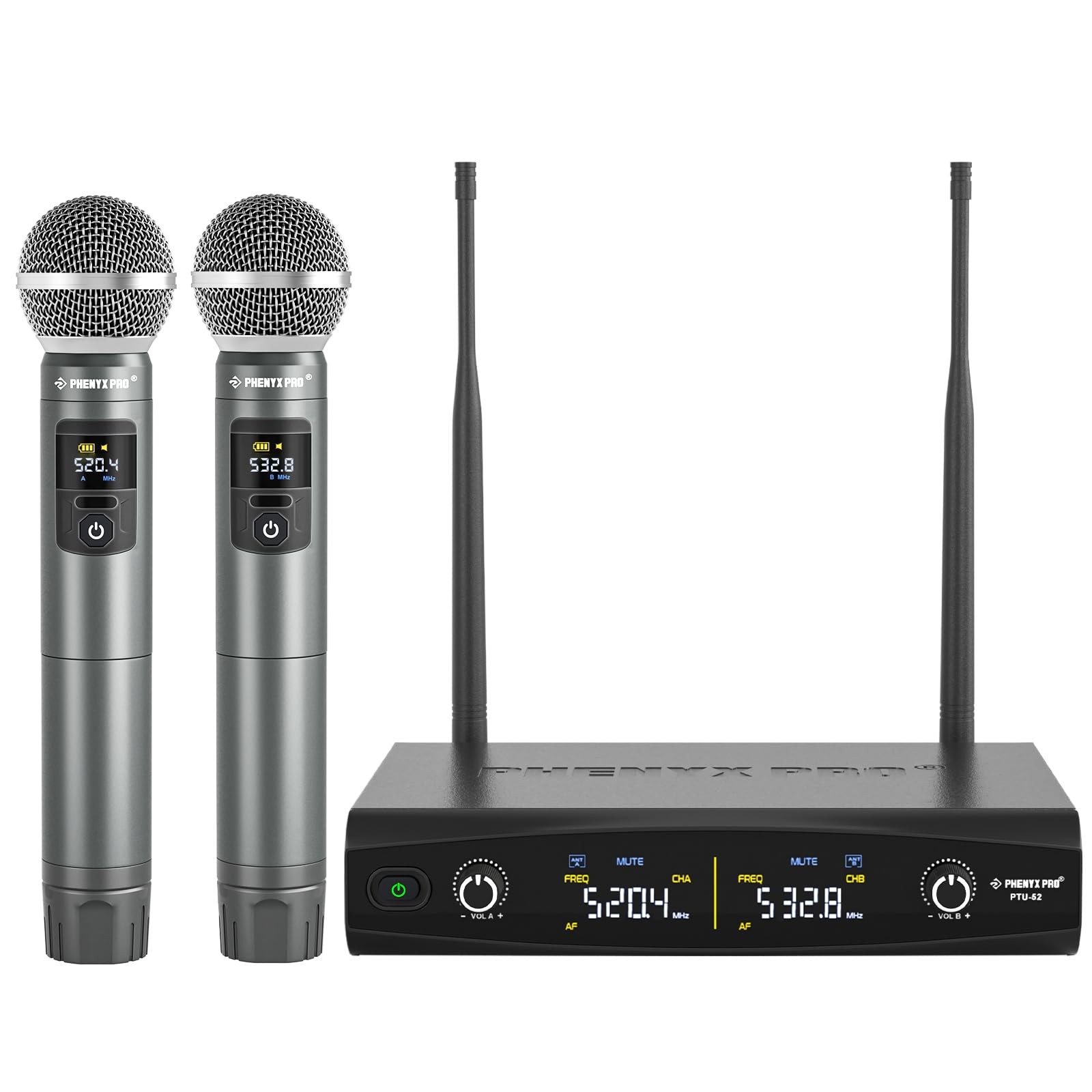 Phenyx Pro Wireless Microphone System, Metal 12.72″ x 14.02″ x 3.31″, Black