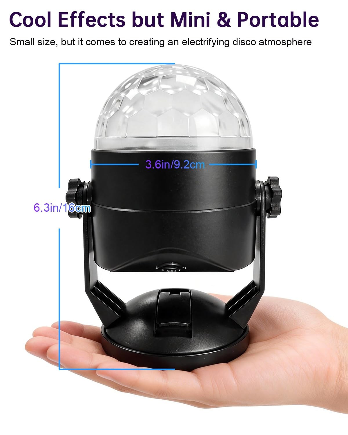 Luditek Disco Ball Party Lights Sound Activated Battery Powered Black
