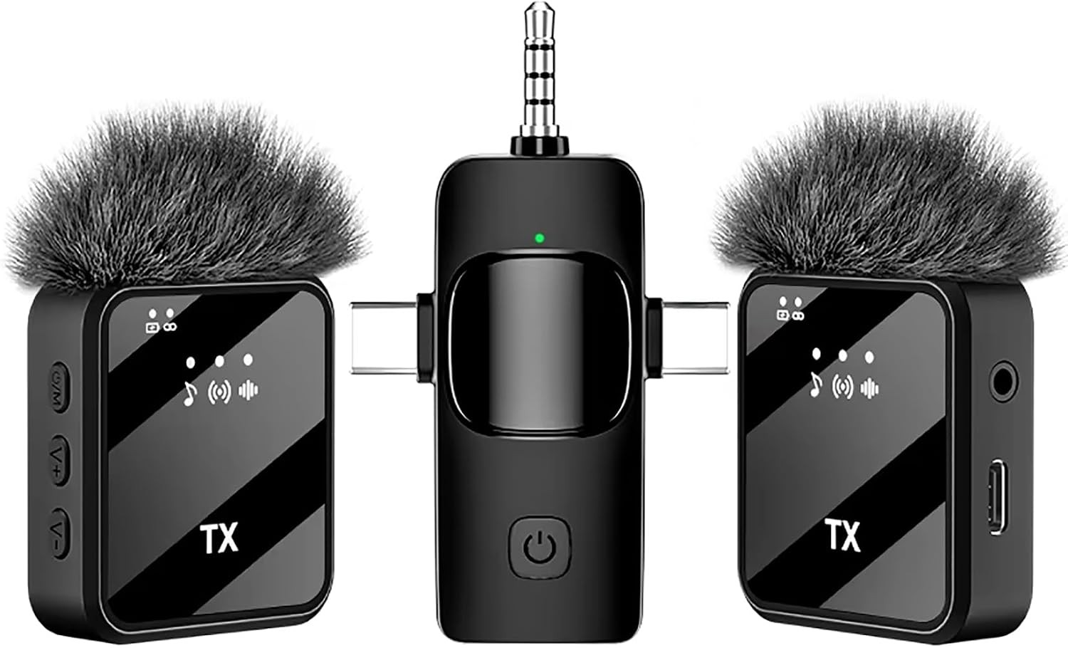 3 in 1 Wireless Lav Mic for iPhone Android Camera AI Noise Cancelling 328ft