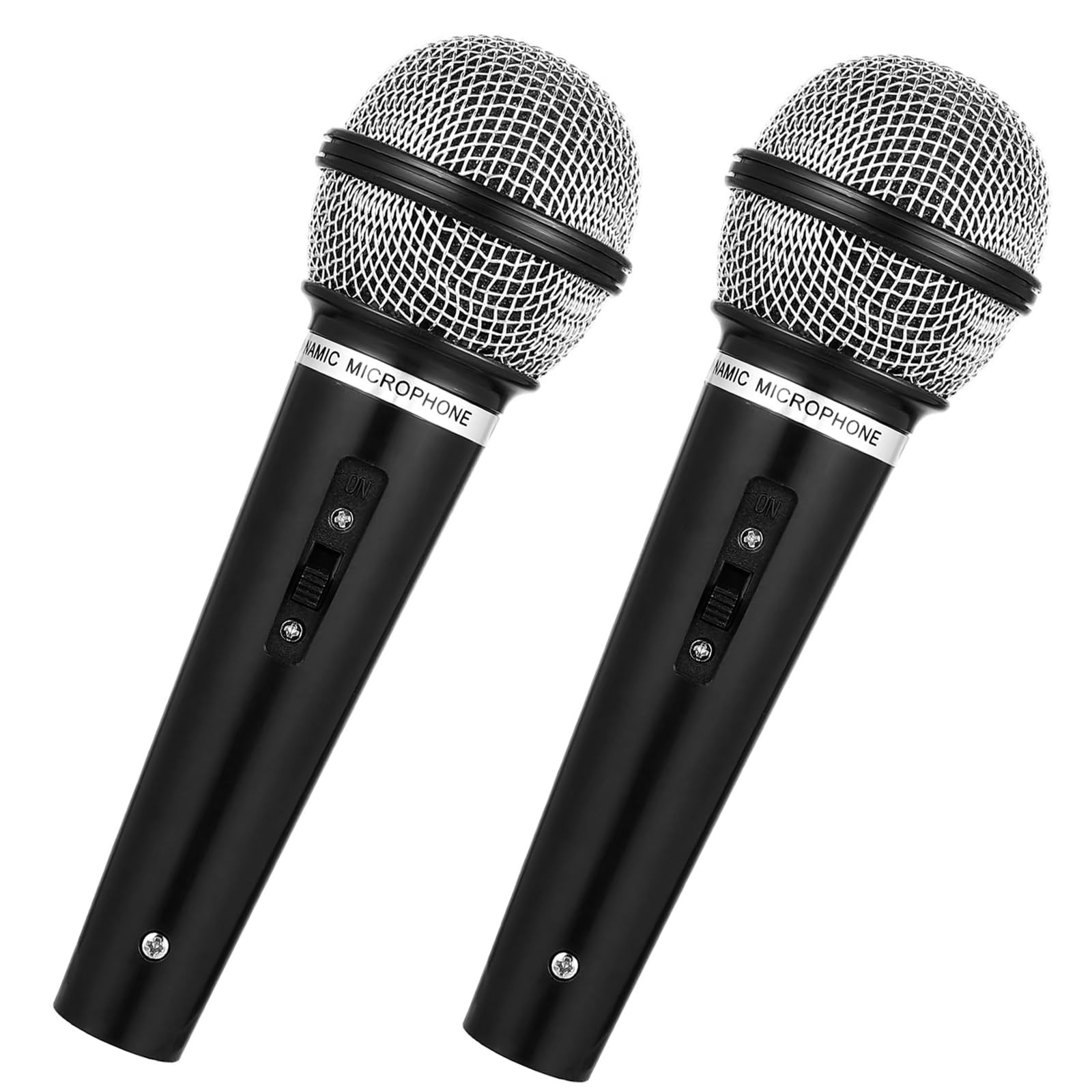 Dmopipp 2PCS Fake Microphone Prop, Plastic Pretend Play M/L, Black