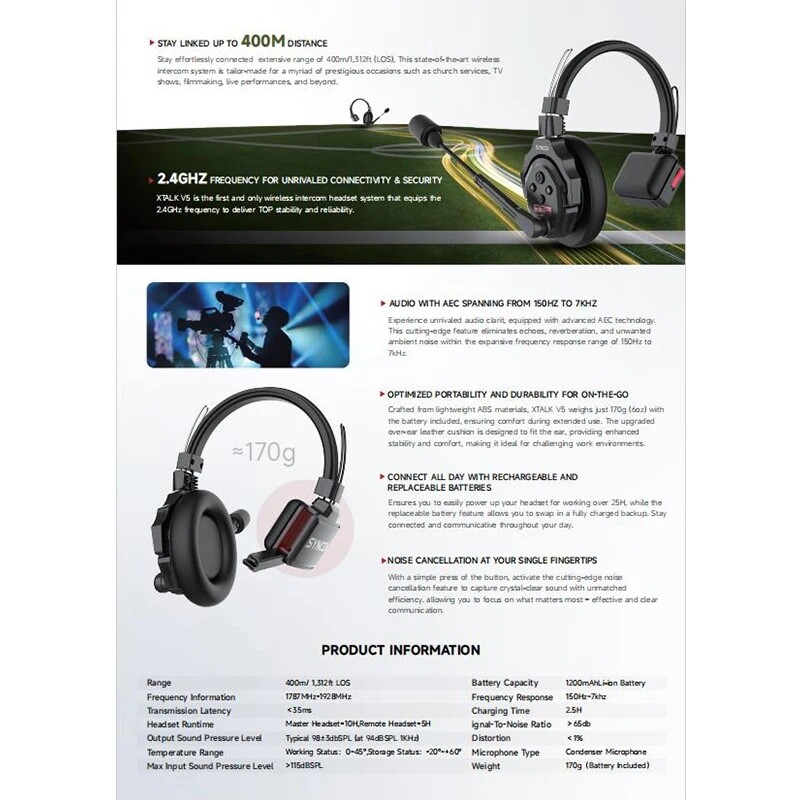 SYNCO Xtalk X3 X5 Wireless Intercom System 2.4g Communication Headset Microphone