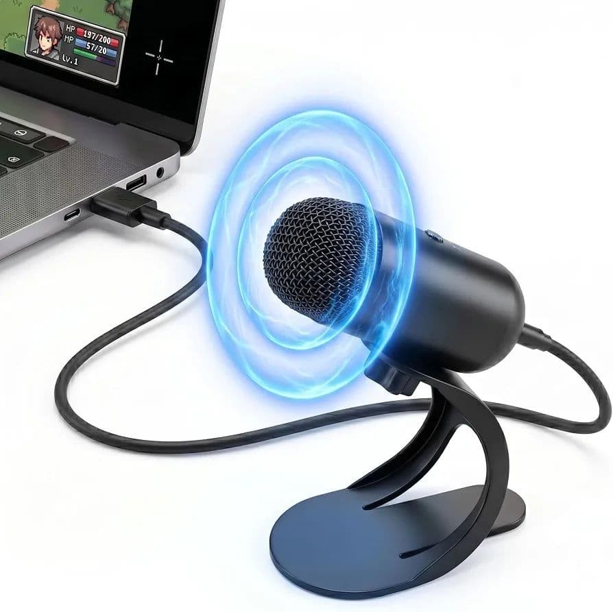 USB Condenser Mic for PC, PS5, Mac Desk Microphone, One-Touch Mute, Used