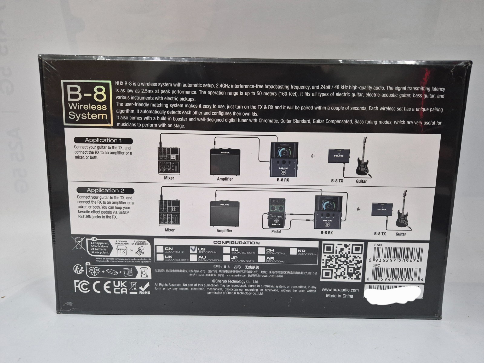 NUX B-8 Professional 2.4GHz Guitar Wireless System – New Sealed