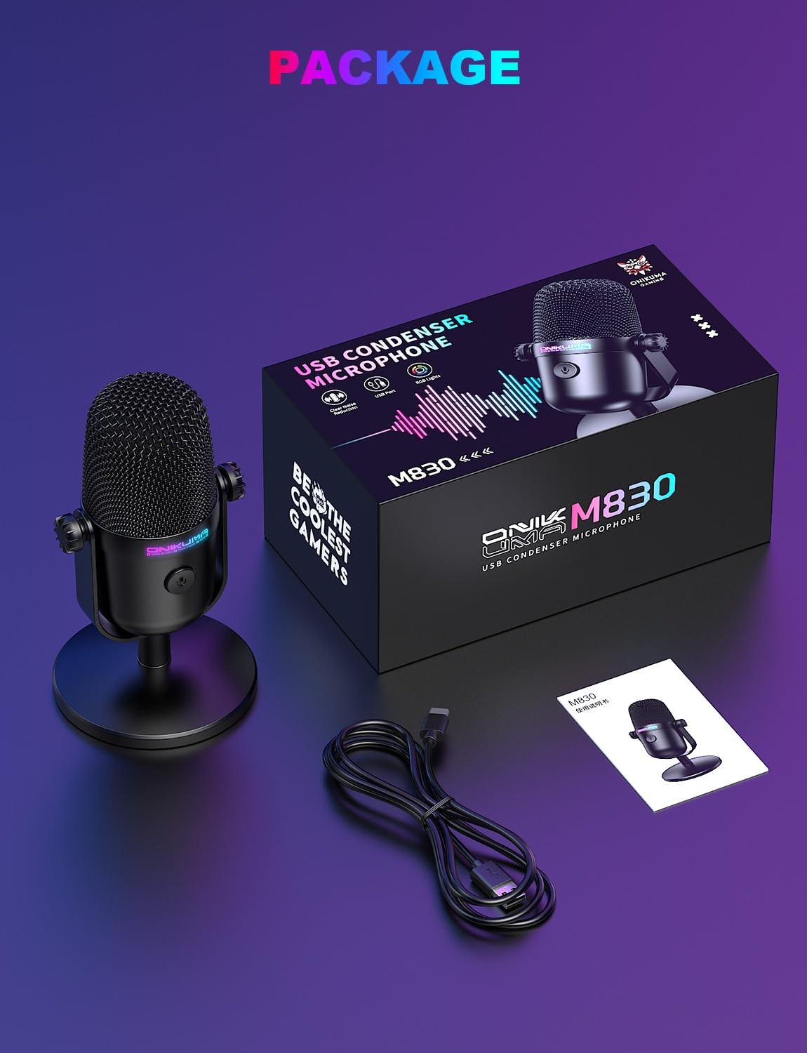 Gaming Microphone with Noise Cancellation & Mute Button, USB Condenser Mic fo…