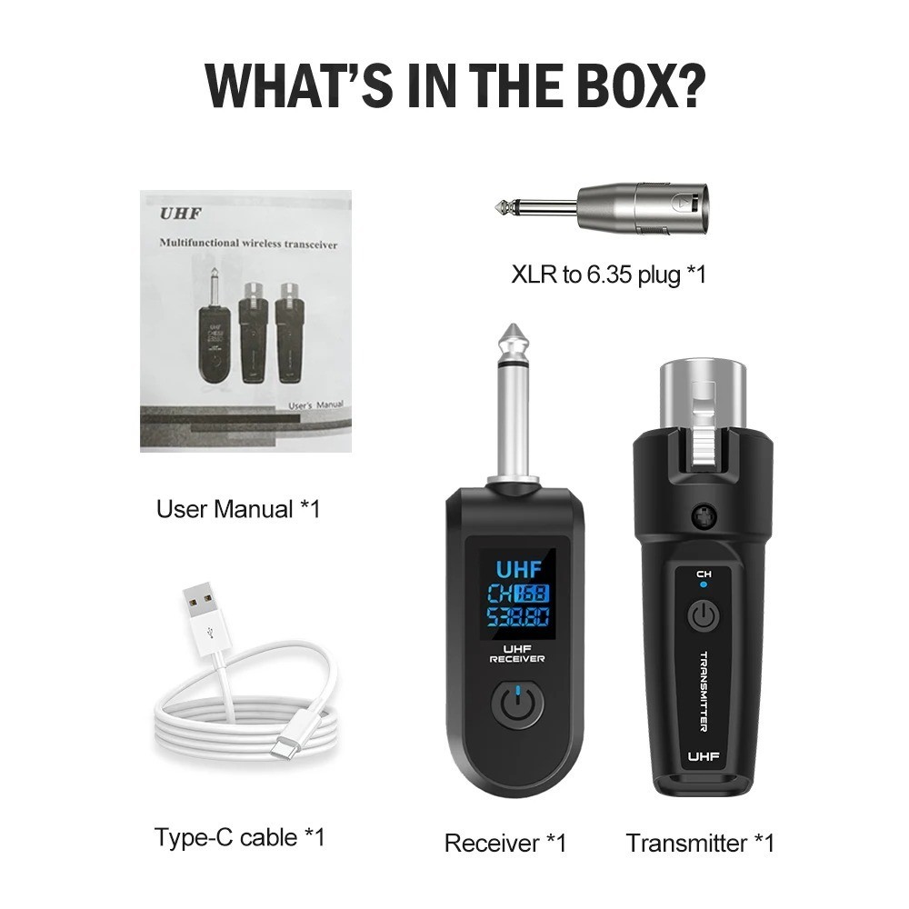 Wired to Wireless Microphone System Converter Transmitter Receiver Rechargeable