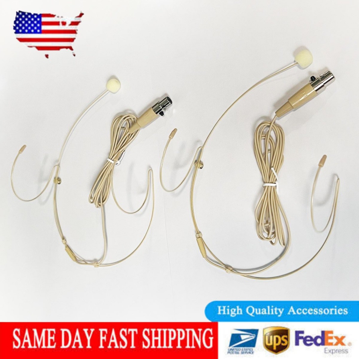2x Headset Mic Headworn Microphone Mini XLR 4 Pin TA4F For Shure Wireless System